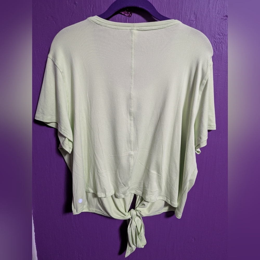 💜 Yogalicious Lime Green Soft Tie Front Crop Top XXL - Picture 3 of 3
